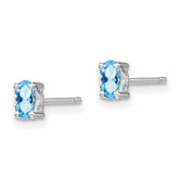 Sterling Silver Aquamarine Stud Earrings with Polished Rhodium Finish